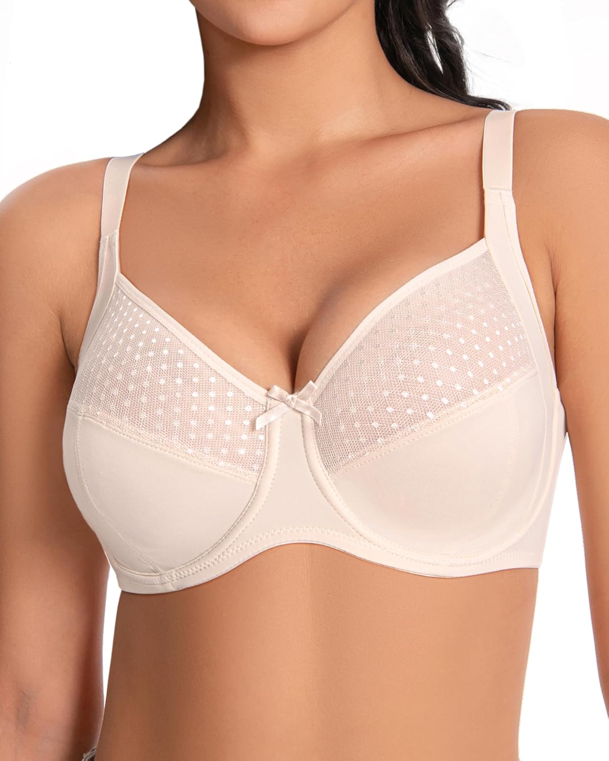 Women's Everyday Bra Underwire Lace Unpadded Push Up Bra Full Coverage for Plus Size Big Bust