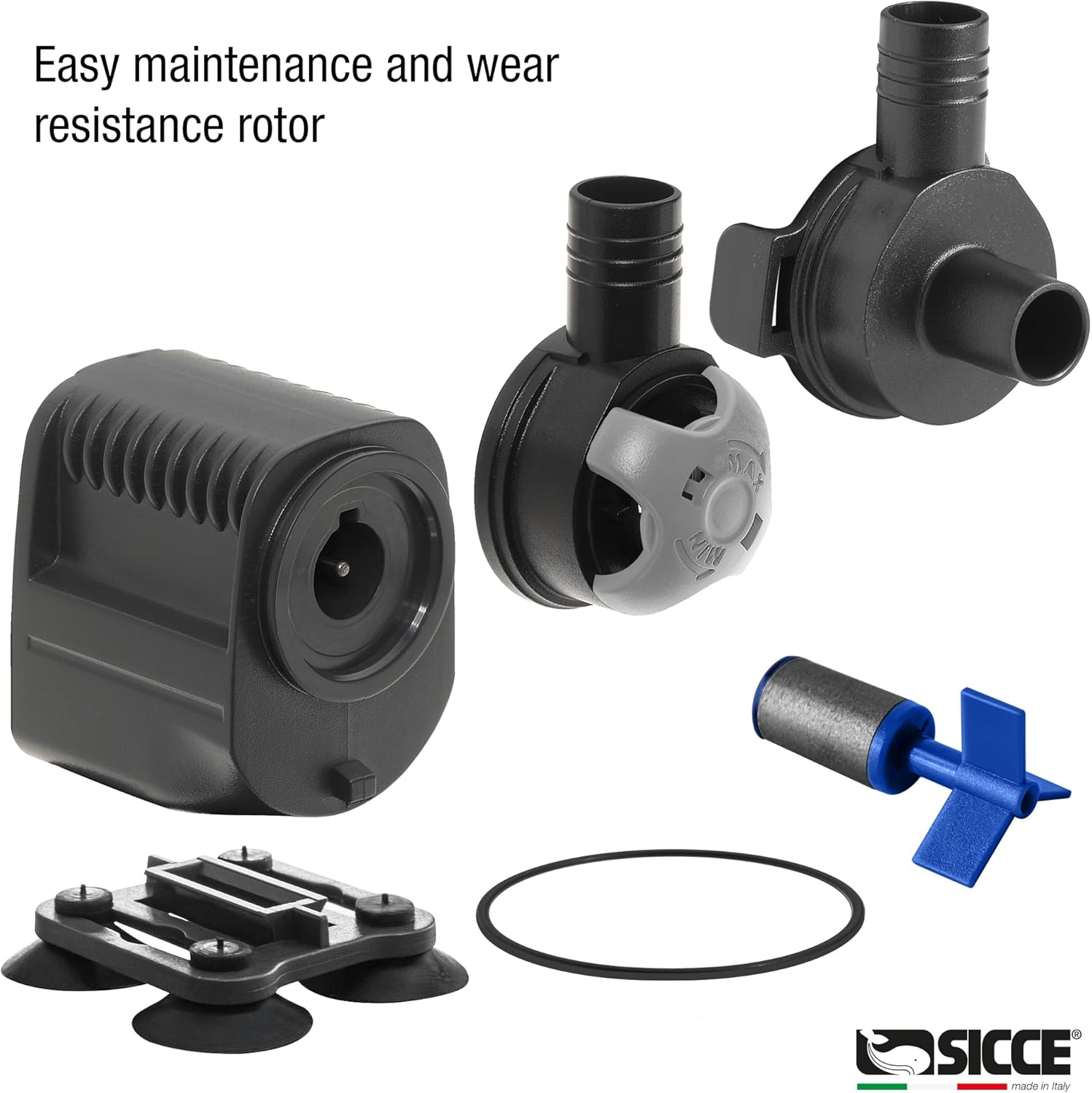 SICCE Syncra Silent NANO Multifunction 110 GPH Submersible Water Pump | Italian Made 2.8W Ultra Quiet Durable Aquarium Fish Tank, Fountian, Pond, Hydroponics, Terrarium Black | Freshwater & Saltwater