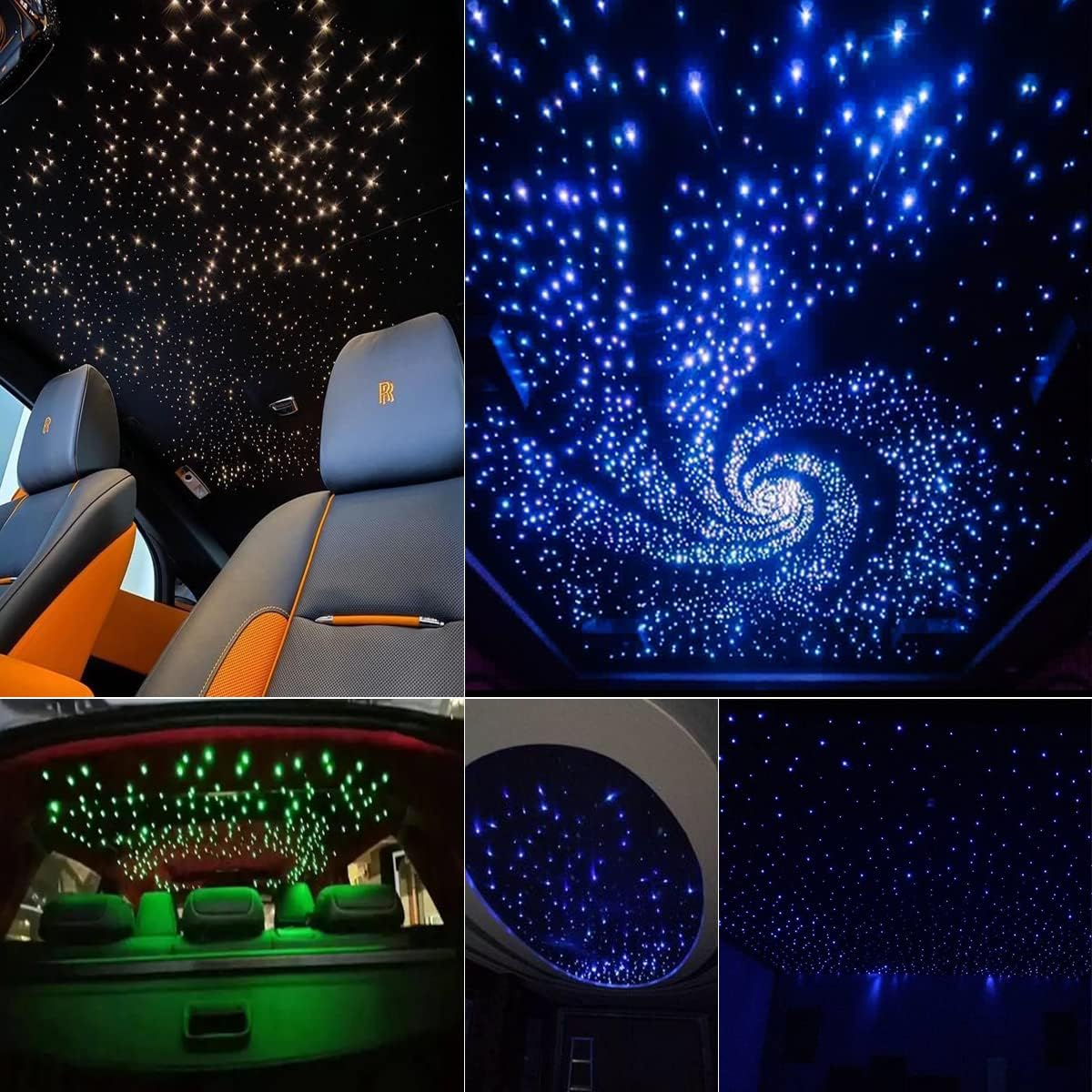 AKEPO APP 6W Mini Size Starlight Headliner Fiber Optic Lights Kit, 200pcs 0.03in/0.75mm 6.5ft/2m Optical Fibers+Music Activated Function+Remote/APP Control Star Ceiling Light Kits