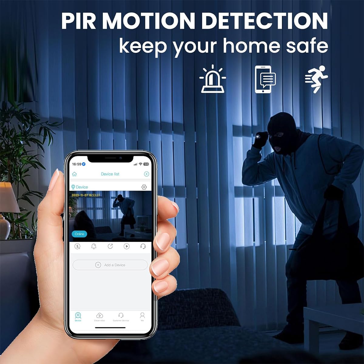 WiFi Caméra,1080P HD Caméra de Surveillance Interieur/Extérieur sans Fil avec Audio et Vidéo, avec Enregistrement Longue Batteries, pour l'extérieur/intérieur