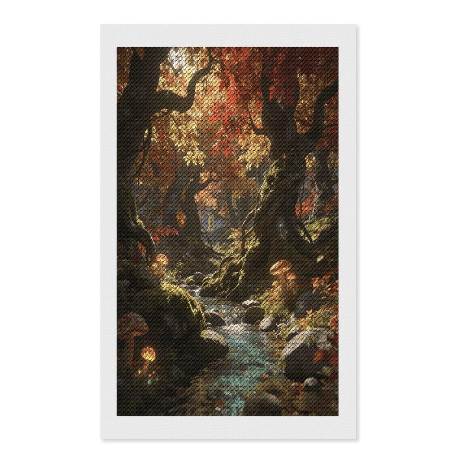 FekiLoot Autumn Forest Valley Diamond Painting Kits for Beginners DIY Diamond Art Kits for Adults Full Drill Round Diamond Dot Gem Art Painting Fun DIY Crafts for Home Kitchen Wall Decor Gift 12"x20"
