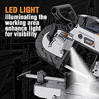 Vista 5 de MAXXT Sierra de cinta con base de aluminio ligero, sierra de cinta de corte profundo de 10 amperios y 5 pulgadas, sierra portátil automática