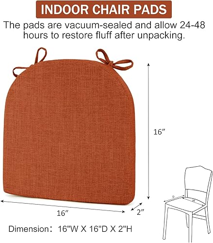 Miniatura 6 de downluxe Cojines para sillas de interior para sillas de comedor, almohadillas de espuma texturizada suaves y cómodas para sillas de cocina con lazos