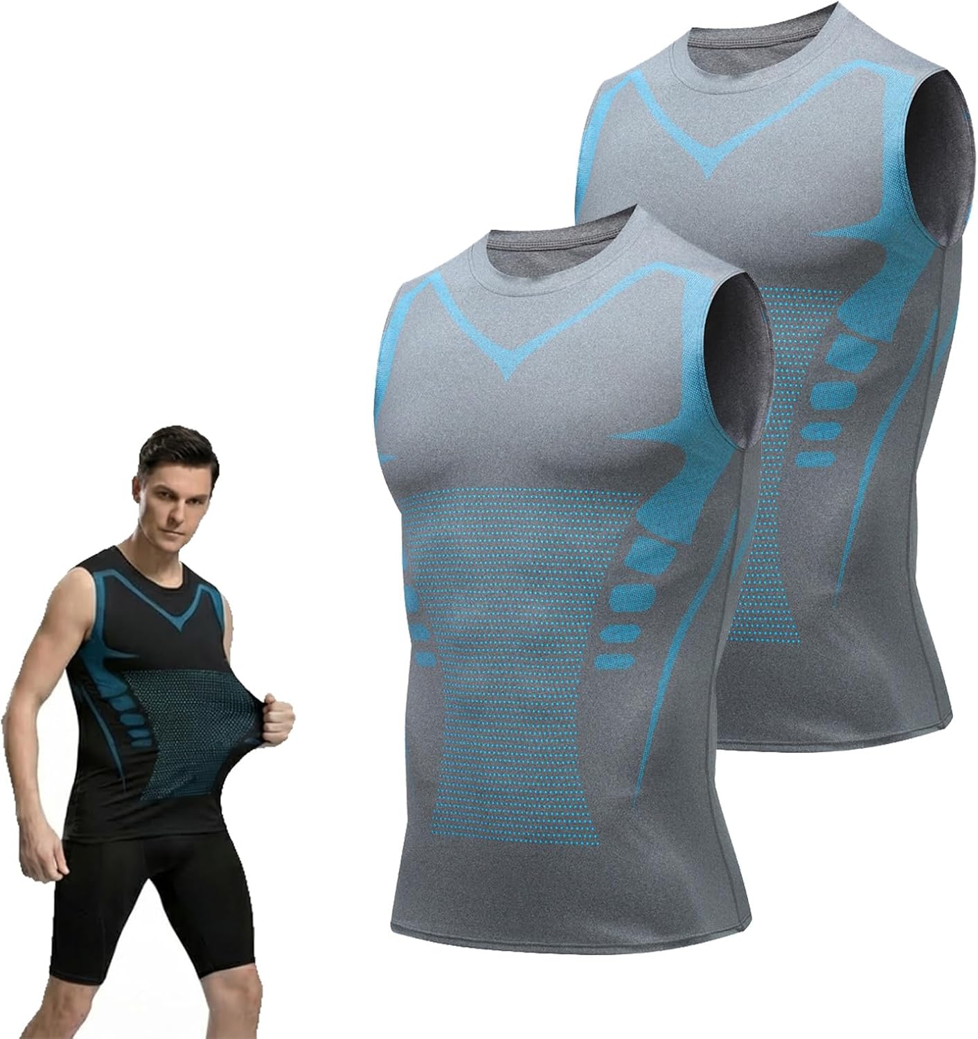 Compression Shirt Men, Men Shaping Sleeveless Vest, Sport Running Wicking Dry Fit Breathable Sleeveless Gym Shirt