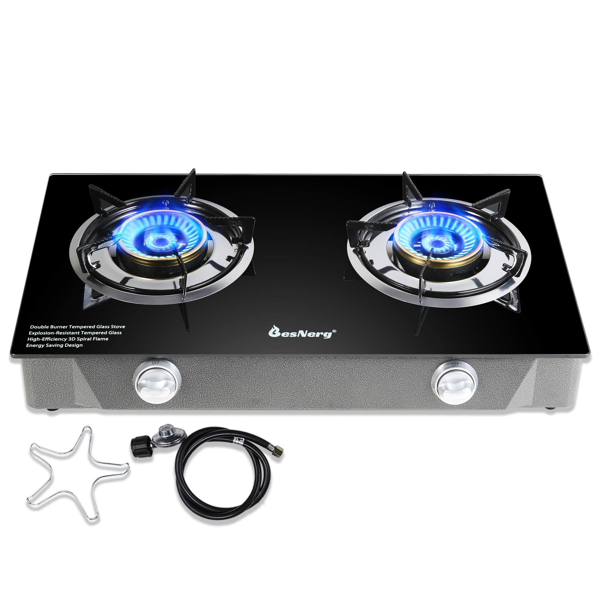 BesNerg Propane Stove 2 Burner 27000 BTU Auto Ignition