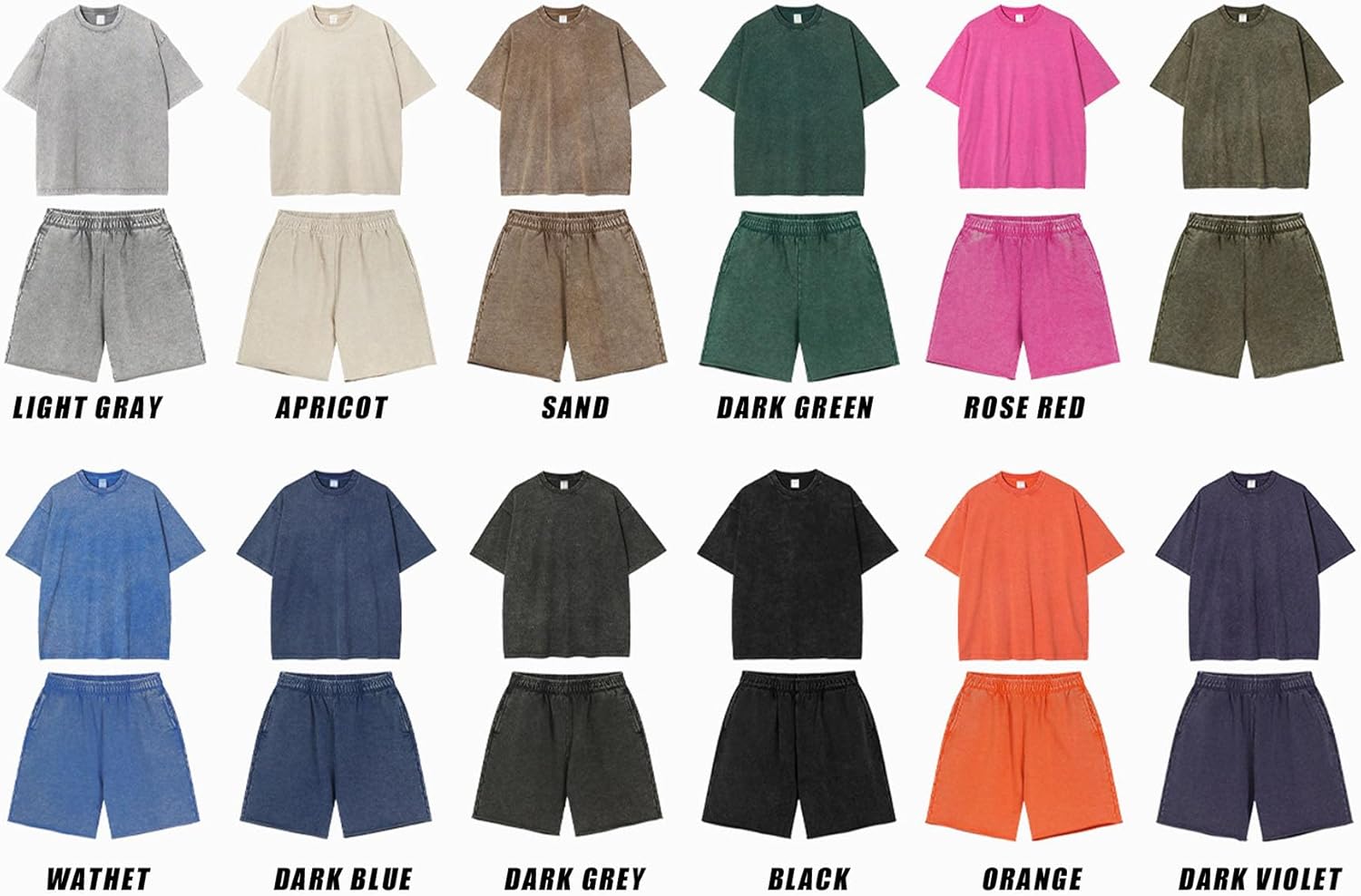 Colorful world Mens Shorts Athletic Vintage Short Acid Washed Shorts Cotton Heavyweight Elastic Waist Streetwear Sweatpants - Image 3