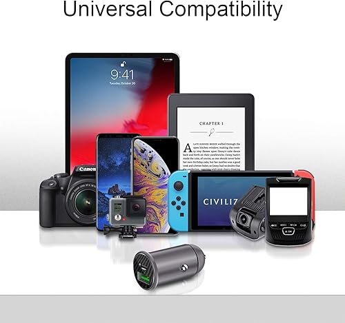 Miniatura 6 de Cargador de coche USB C Encendedor de carga rápida: Adaptador de coche PD y QC 3.0 de 30 W - Bloque de puertos dobles compatible con iPhone, i-Pad,