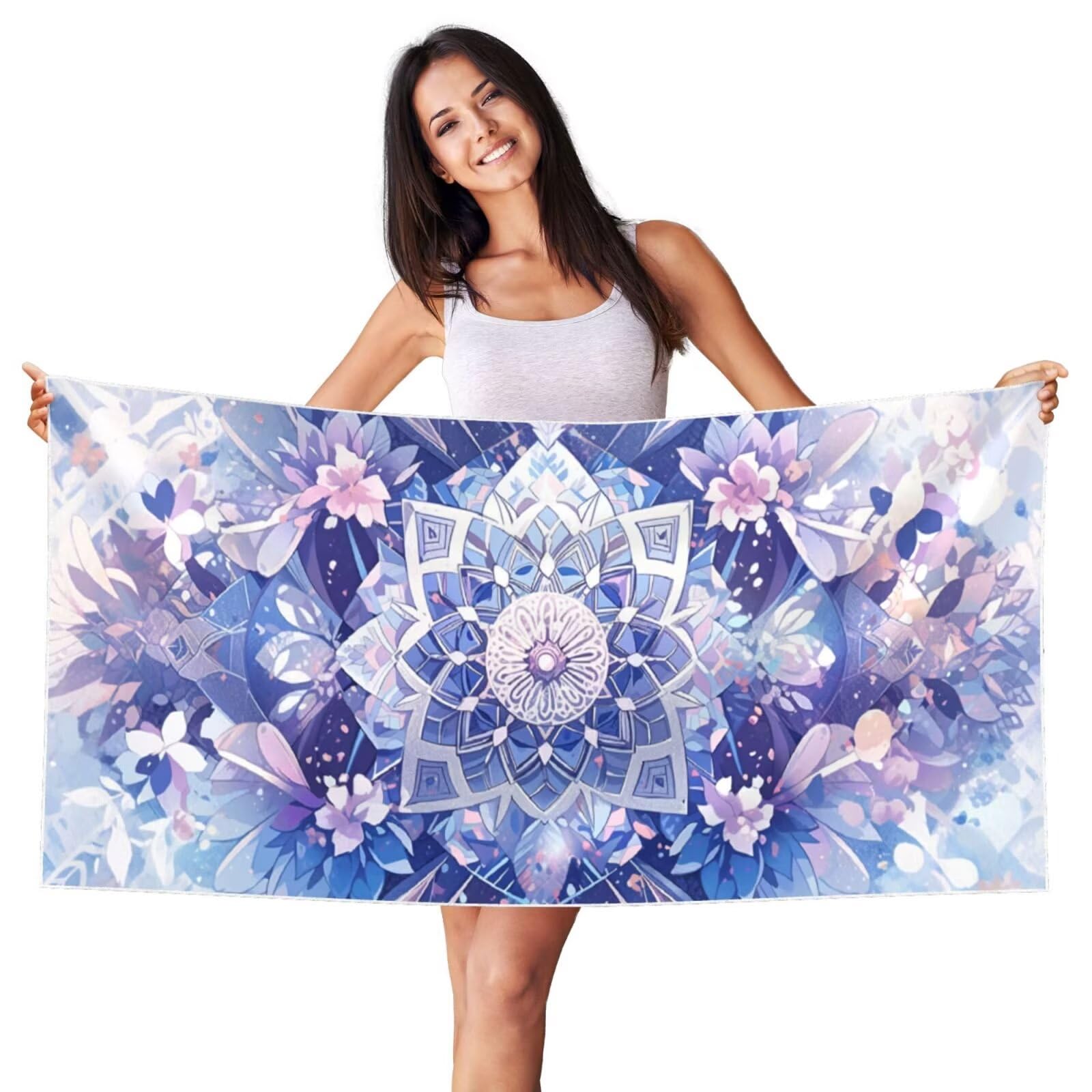 Serviette de Plage Microfibre XXL 100x200cm Grande Drap de Plage Serviettes Anti Sable Beach Towel Sechage Rapide Absorbante pour Fitness Sport, Camping Vacances Travel Fleur de Datura violette G-800