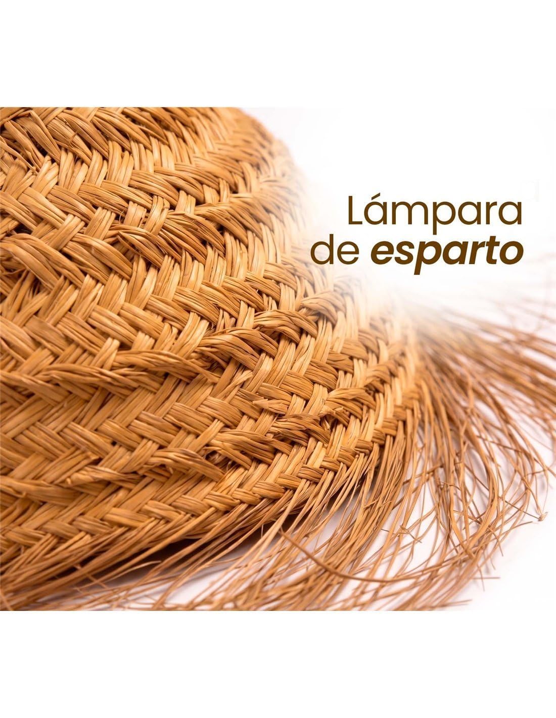 JARDIN202 - Pantalla para Lámpara de Esparto con Flecos | Diseño Menorca Artesanal | Iluminación Boho | Lampara de Techo Artesanal | (Grande)