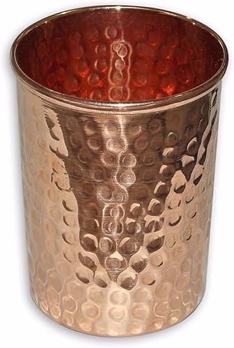 Miniatura 4 de Rastogi Handicrafts Pote de almacenamiento de agua martillado a mano de cobre puro con tapa capacidad de 6,5 litros