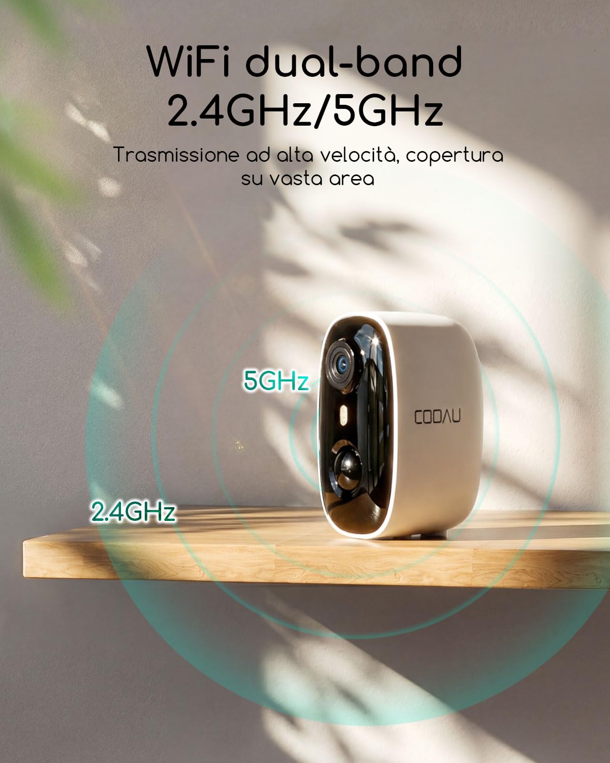 COOAU 4MP kit Telecamera Wi-Fi Esterno con Pannello Solare, 64GB Card Incluse, Wi-Fi 6 Dual Band(2.4GHz & 5GHz), Visione Notturna a Colori, Senza Abbonamenti, Adatta per Interni ed Estern, IP66, Cloud - 5