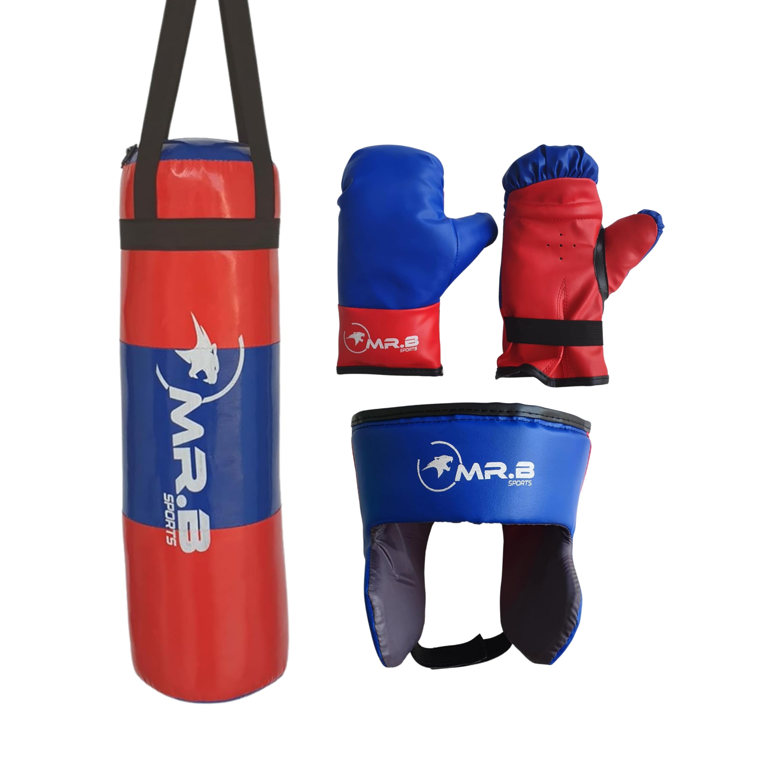 MR.B SPORTS Kids Boxing kit (Filled Punching Bag, Gloves and Headgear, Age 2-9 & 7-13) Years Kid Set for Boxing and Training (Age 7-13 Years)