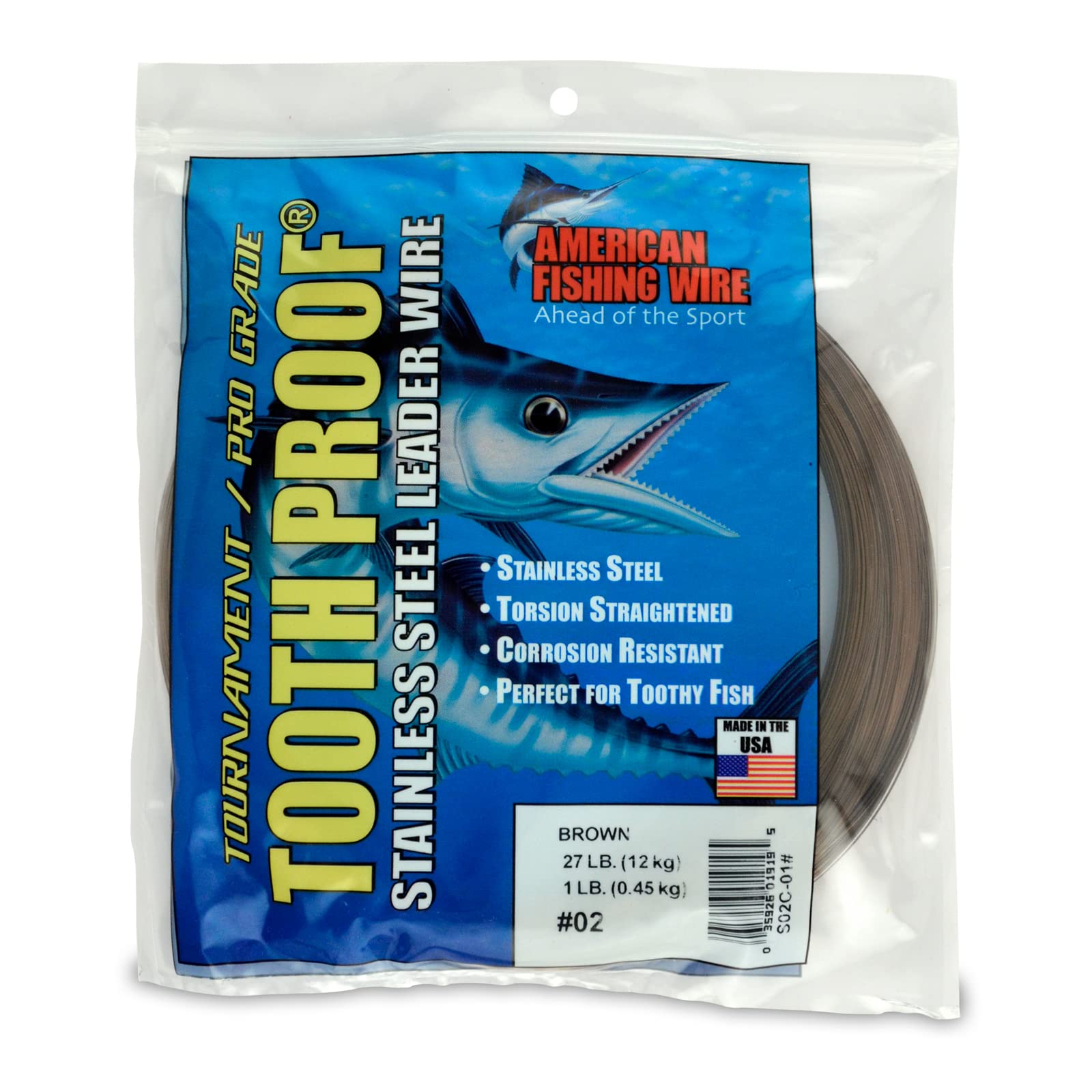 AFW Tooth Proof Fishing Wire Single Strand Leader, Bright and Camo