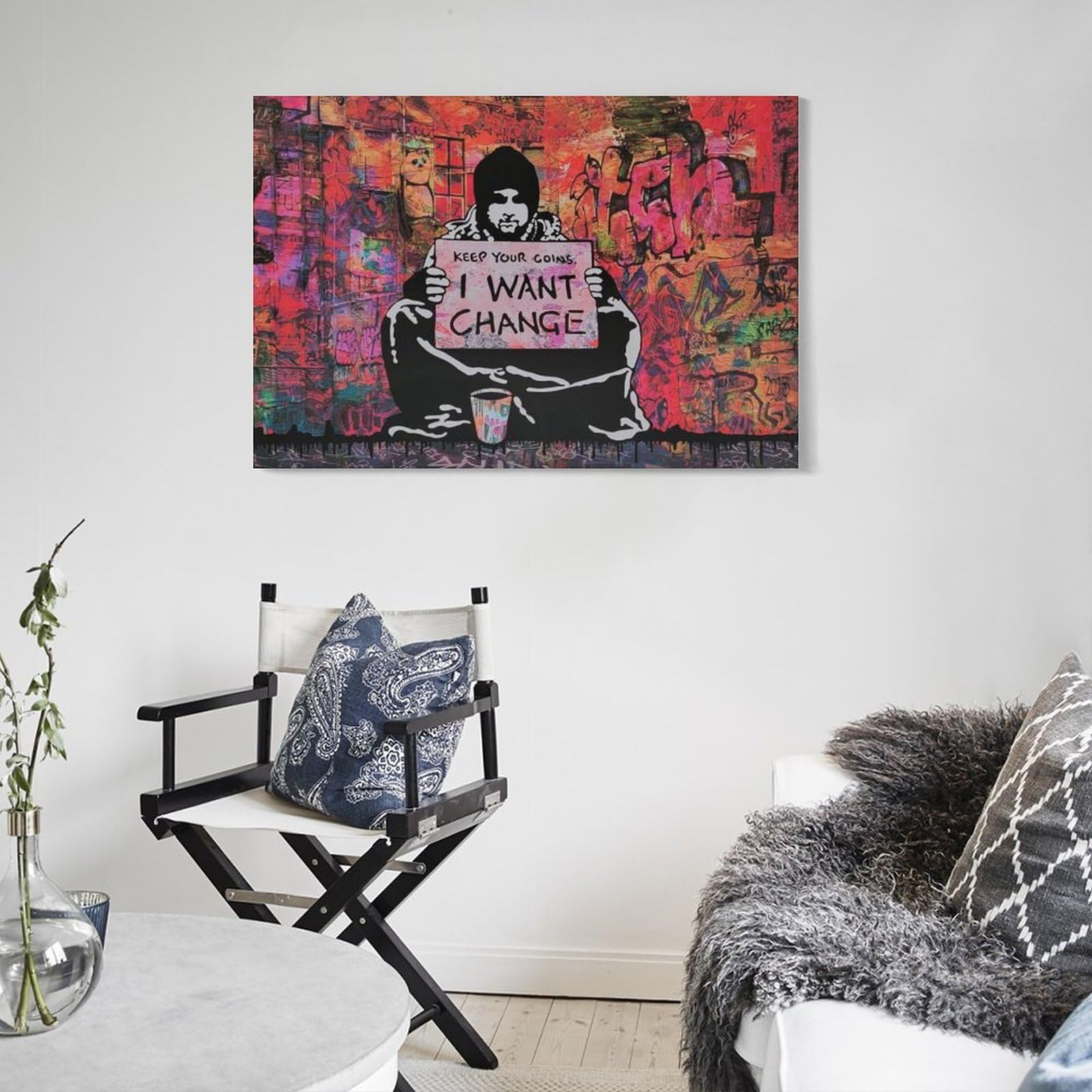 No.145特大フレーム付きキャンバスアート　ブランドアートポスター　バンクシー Amazon.co.jp: BANKSYバンクシー《変化》絵画コレクション 特大