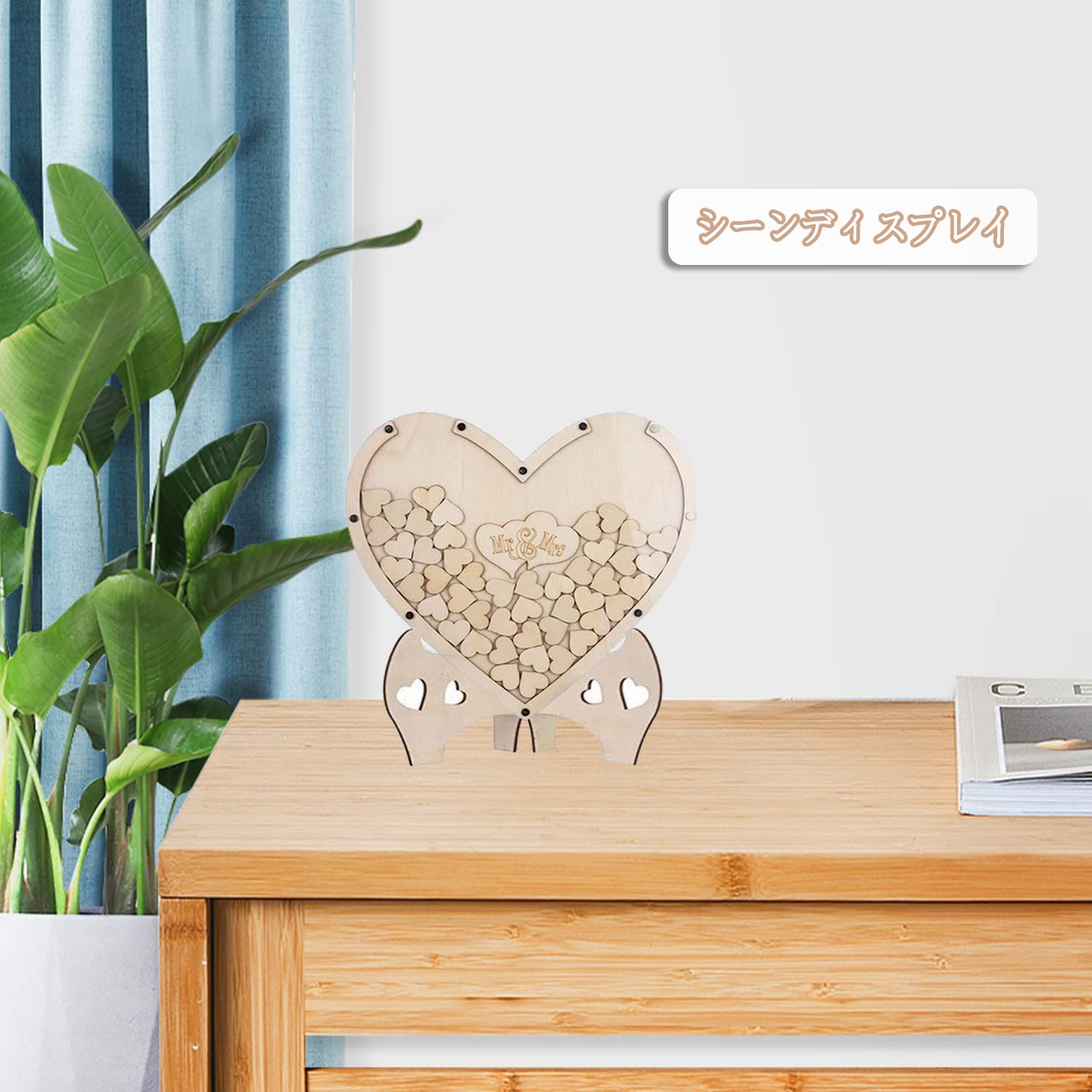 ハート型装飾の木製プレートデコパージュ作品 【公式通販】