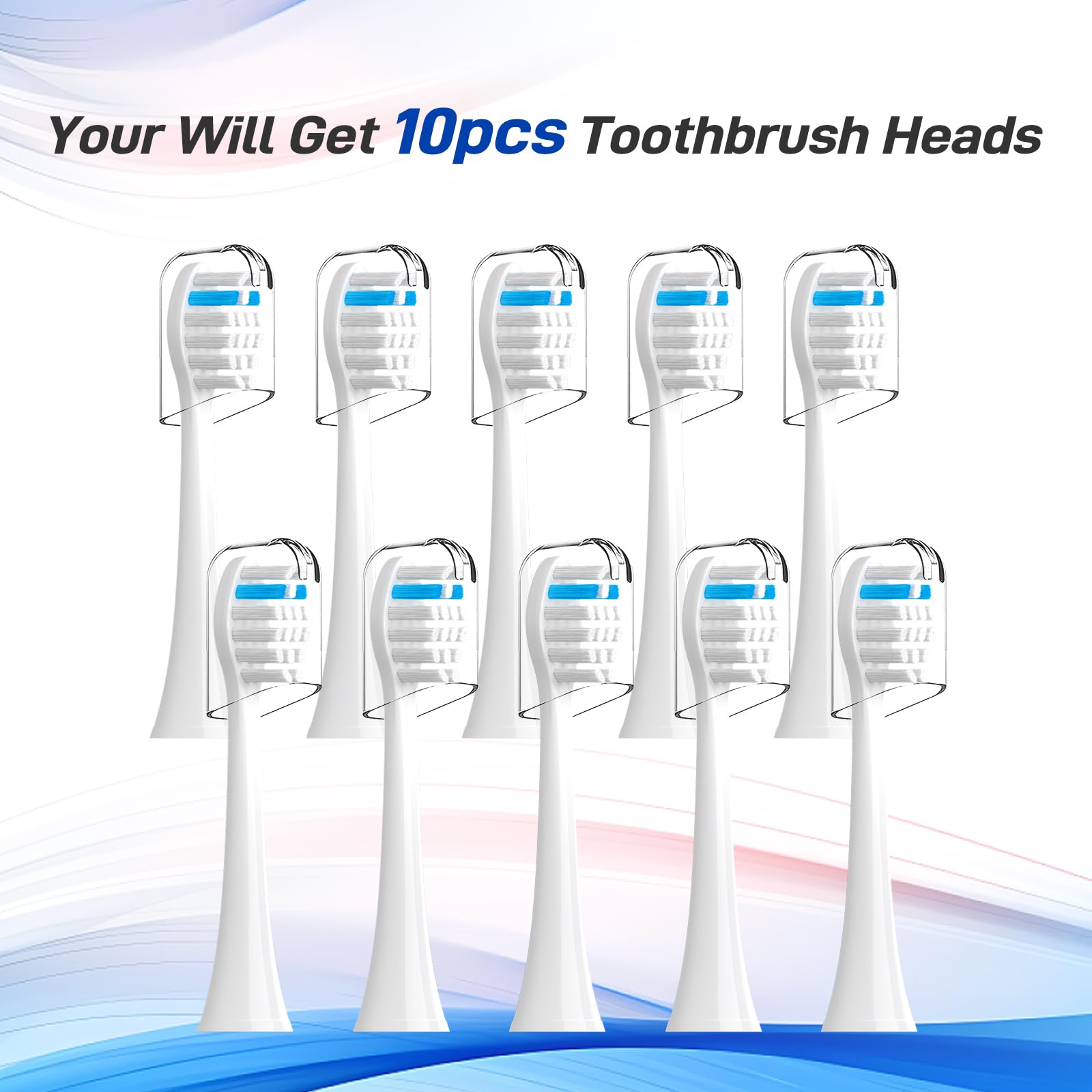 Cabezales de repuesto para cepillo de dientes eléctrico TAO Clean, blanco, paquete de 10