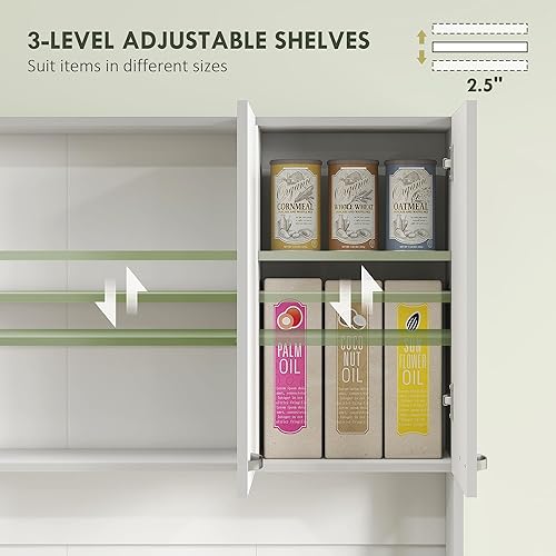 Miniatura 5 de HOMCOM - Gabinete de despensa de cocina de 71 pulgadas, gabinete de almacenamiento alto con soporte para microondas, buffet con aparador, 6 puertas,