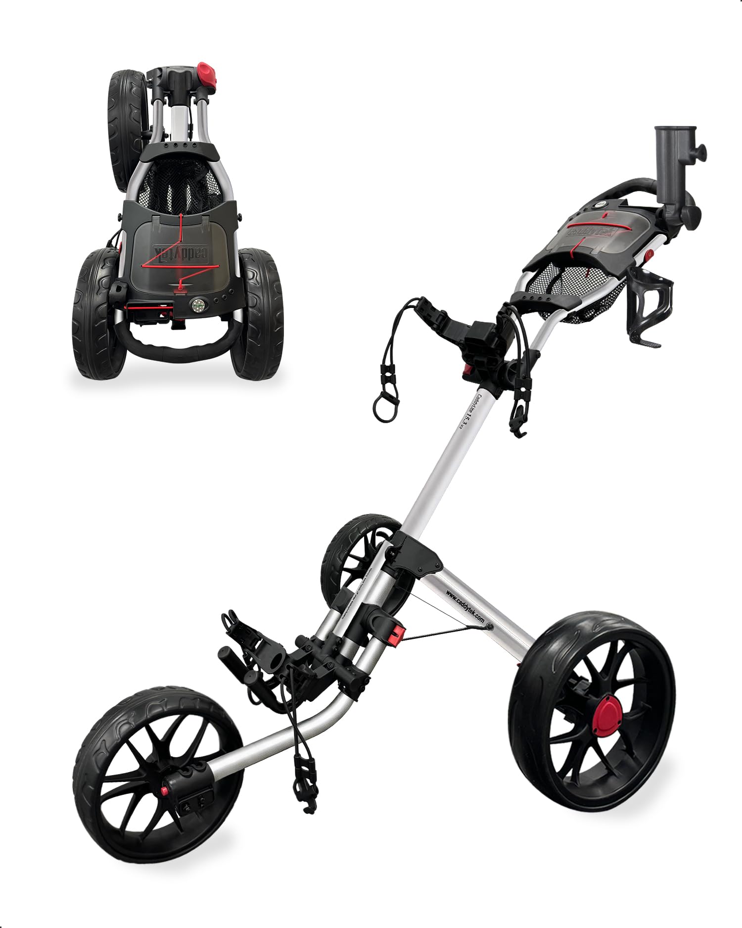 CaddyTek Caddylite 15.3 V2 Golf-Pushwagen, Deluxe-Quad-Falz, leicht, 3 Farben
