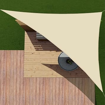 Patio Paradise 5 x 5 x 5 Waterproof Sun Shade Sail Triangle with Hardware Kit, Shade Canopy Square UV Block Awning Cloth Outdoor Patio Covers for Garden Backyard Pergola, Beige