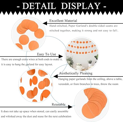 Miniatura 17 de MerryNine Guirnalda de papel de 5 unidades, guirnalda de papel con purpurina de 65 pies, decoración para colgar, pancarta para baby shower, blanco