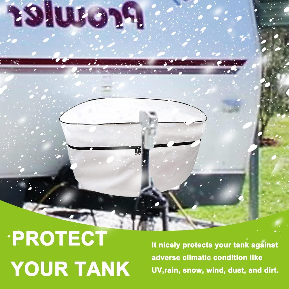 RV Propane Tank Cover, Camper Propane Tank Cover Double 20lb, for Travel Trailer (White)