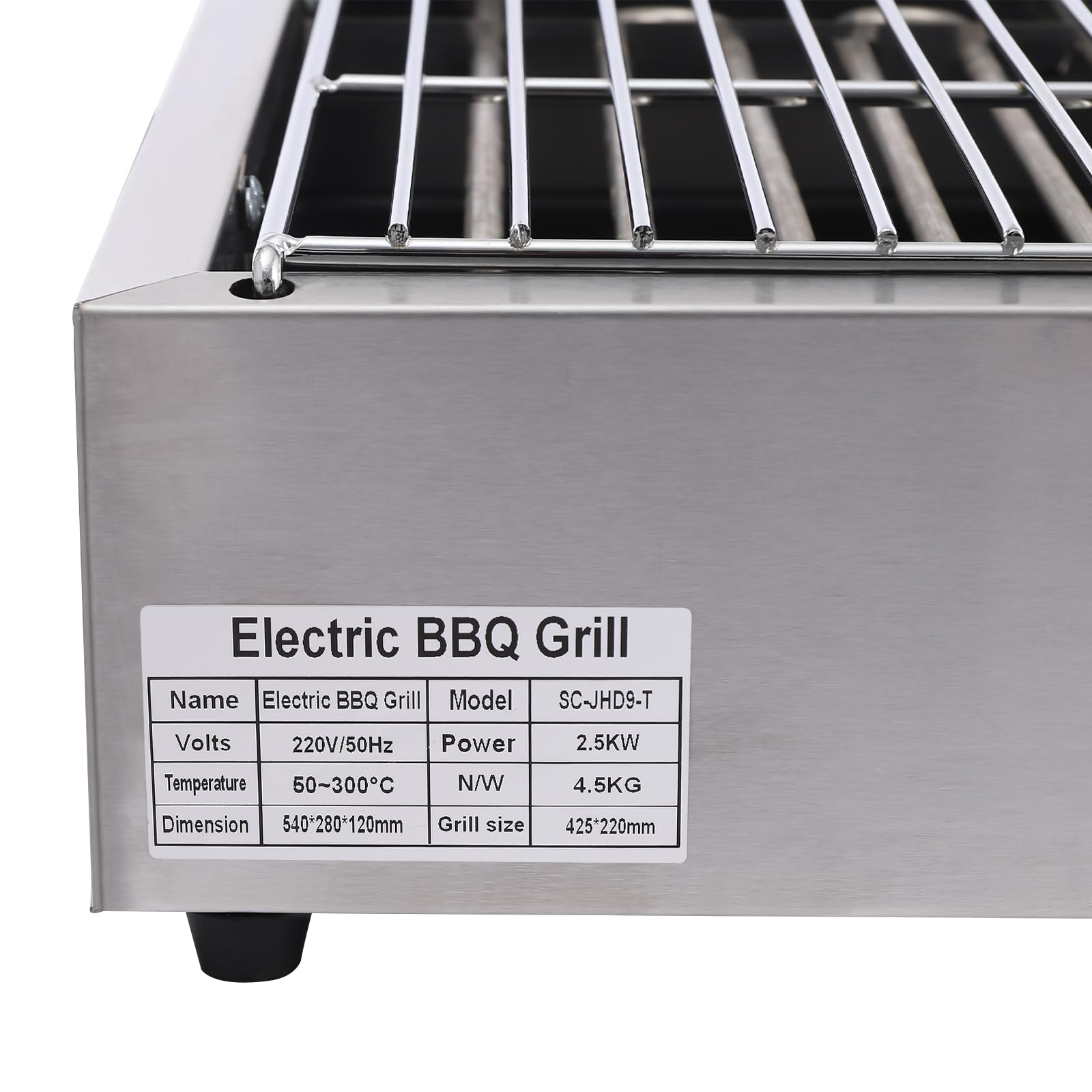 Barbecue elettrico da tavolo in acciaio inox, 2500 W