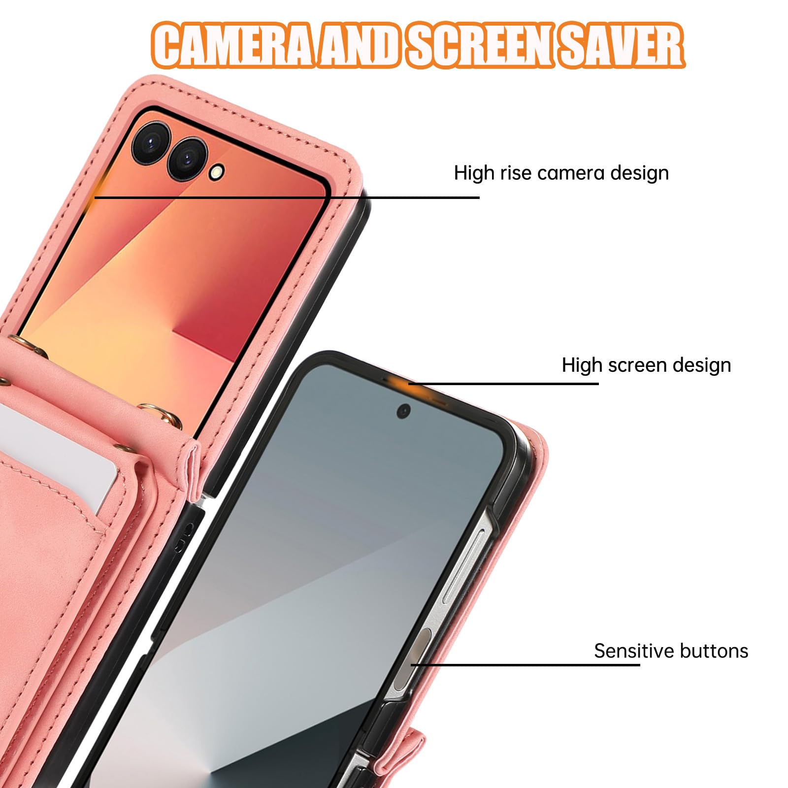 Etui crossbody do Samsung Galaxy Z Flip 8, etui na karty folio matowe etui skórzany długi pasek na ramię, mosiądz, Flip 8