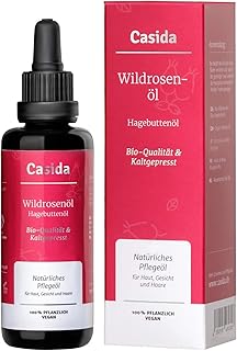 Casida® Rosehip Oil - Wild Rose Oil - 100% Organic & Cold Pressed for Face & Skin - Rosehip Seed Oil Leaves Silky, Smooth ...