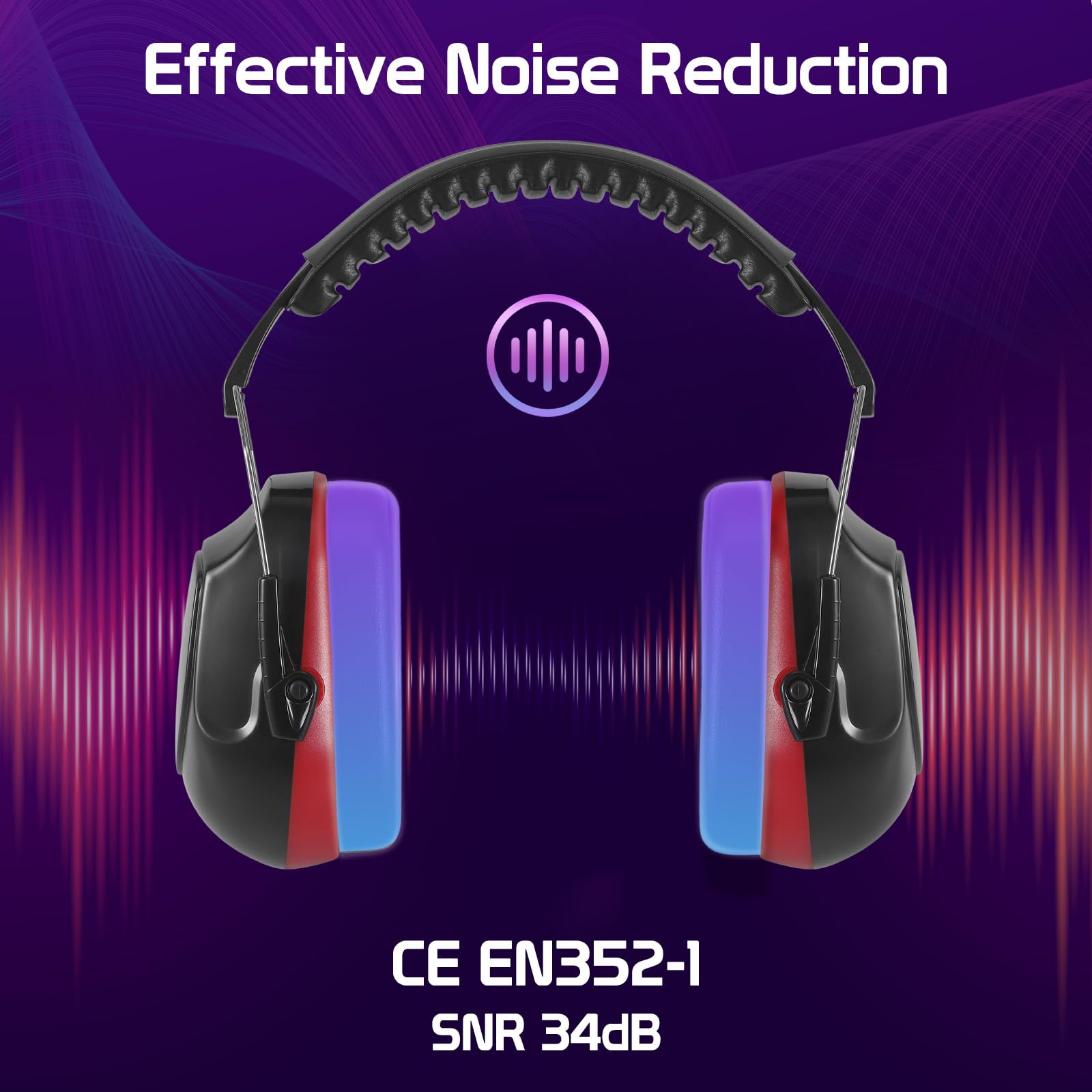 Zocipro Casque Anti Bruit Adulte Pliable et Réglable | Casque Antibruit de Sécurité SNR 34dB, Serre-Tête Souple avec Mousse Épaisse pour Chantier, Construction, Tonte, Tir Sportif