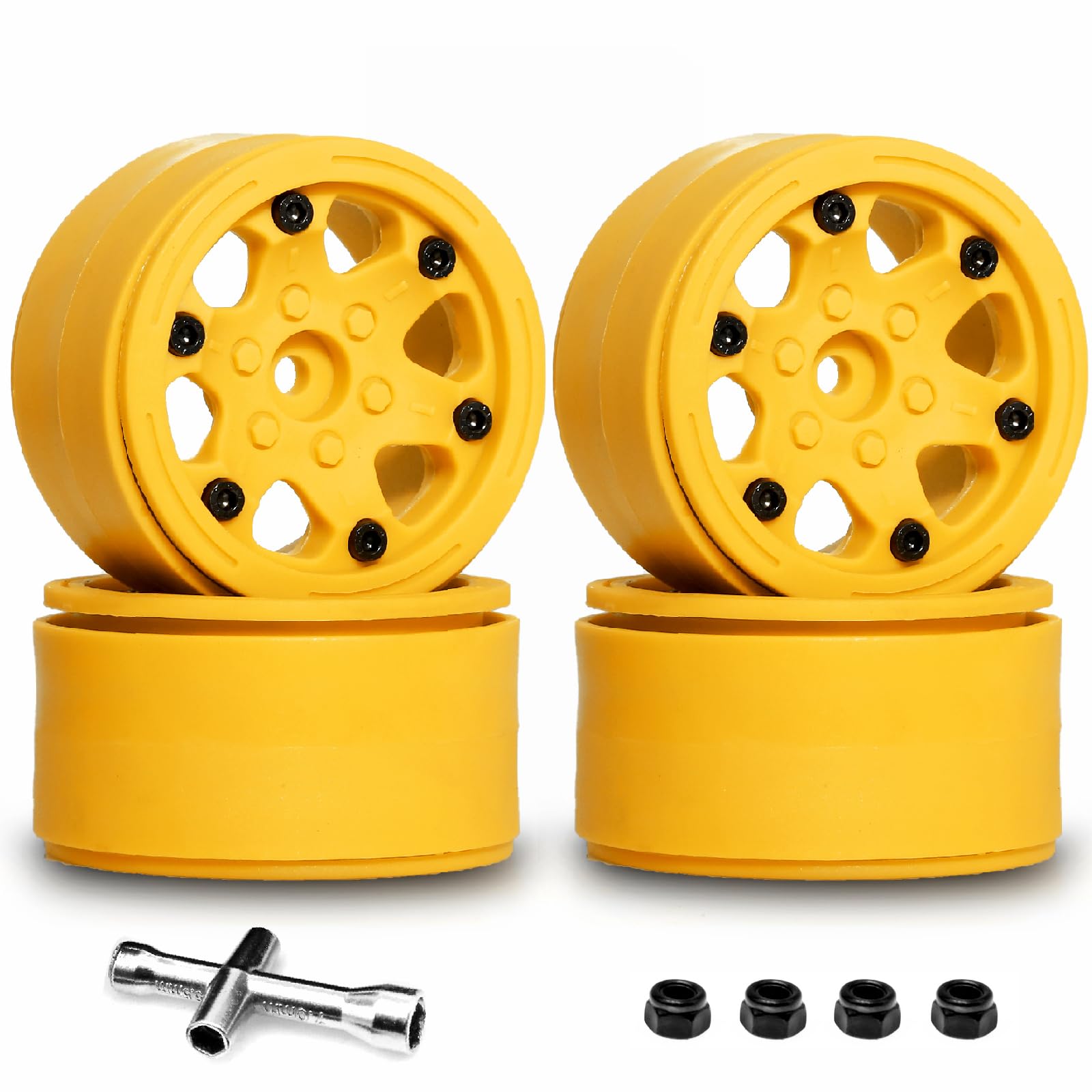 WLYEJEA 4PCS 2.2" Aluminum Alloy RC Beadlock Wheels - 12mm Hex Fit For 1/10 Scale Crawlers (Axial, TRX4) - View #5