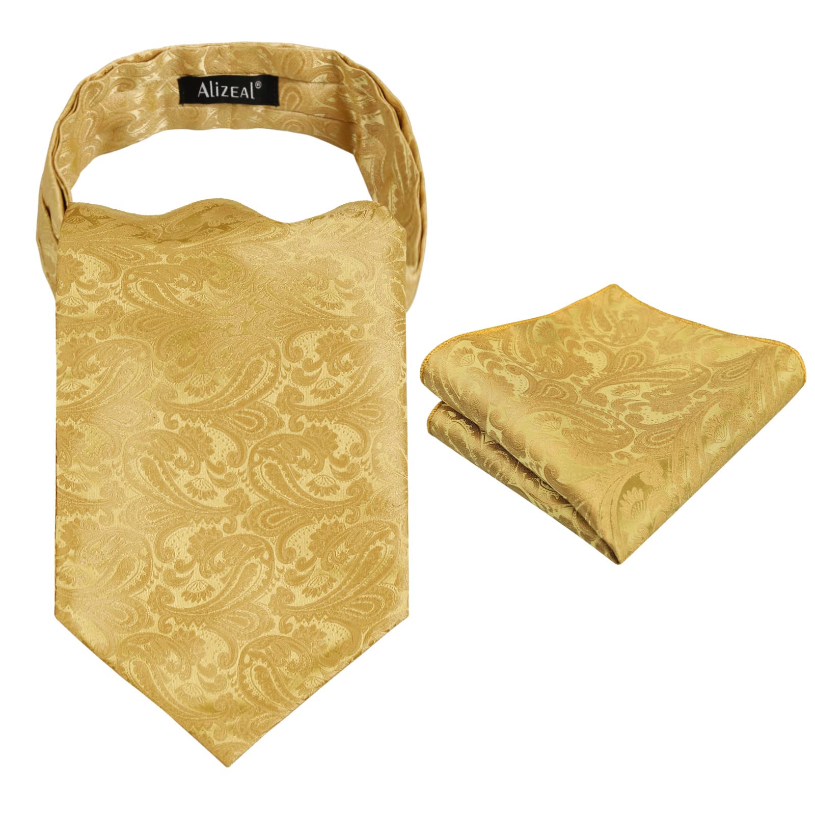 Alizeal Mens Self-tied Cravat Tie Ascot and Pocket Square Set