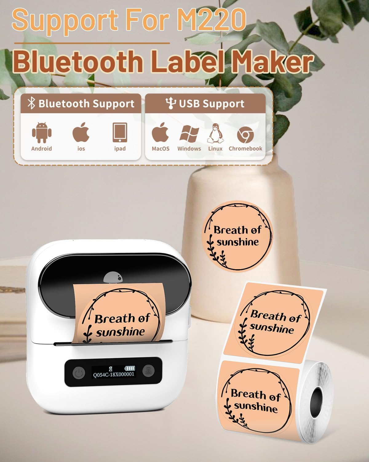 Phomemo Labels-Brown Sticker Circle Thermal Label for Jam and Jelly Jar Tags, and More (1.96" x 1.96" Round, 140 Labels/Roll) Compatible with M110/M220/M221/M110/M100/M250, Black on Brown, 50 x 50mm - Image 8