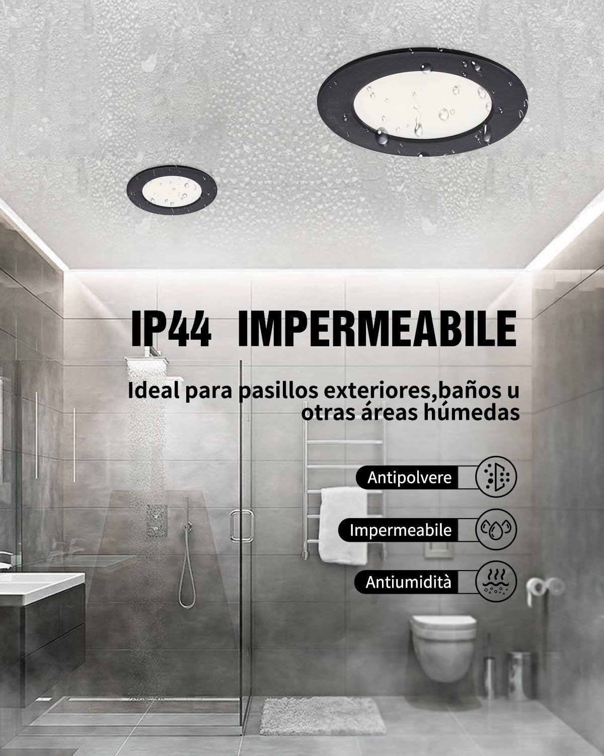 20 Pezzi Faretti LED da Incasso per Cartongesso 5W, Faretti da Soffitto, Nero, Bianco Caldo 3000K, Ultra Sottile 25mm, Faretto led incasso IP44 per Bagno Cucina, Foro Ø75-90mm, AC 220-240V