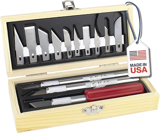 Excel Blades Precision Hobby Knife Set, 13-Piece Precision Craft Knife Set with Case – Includes Light to Heavy Duty Handles and Assorted Blades for Crafting and Precision Cutting - Made in USA