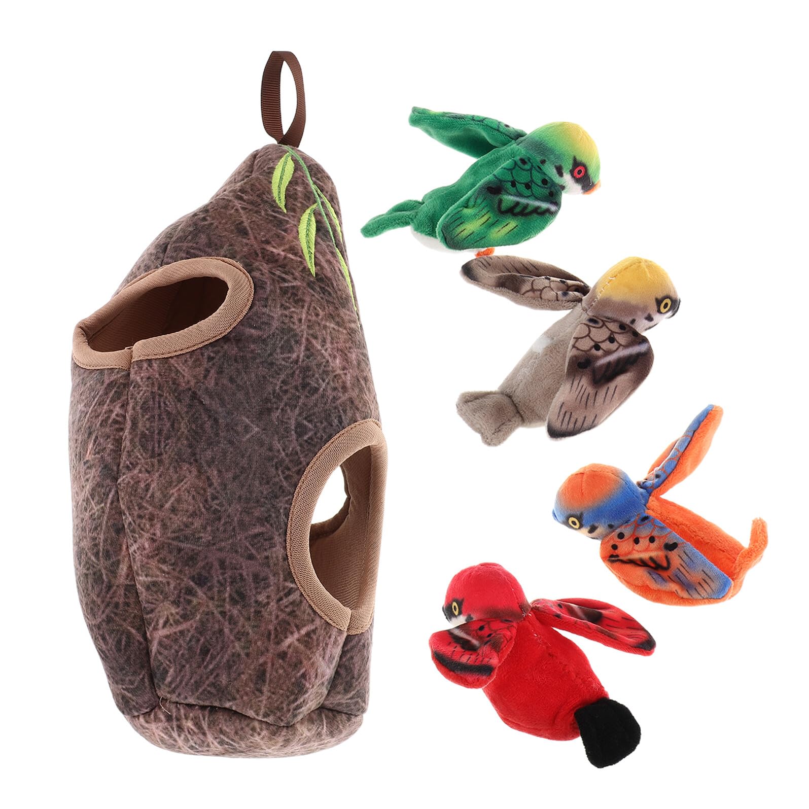 YARNOW Interaktives Katzenspielzeug Vogel Satz mit Plüschvogel und Baumhöhle Quietschspielzeug für Kätzchen und Katzen Indoor Beschäftigungsspielzeug