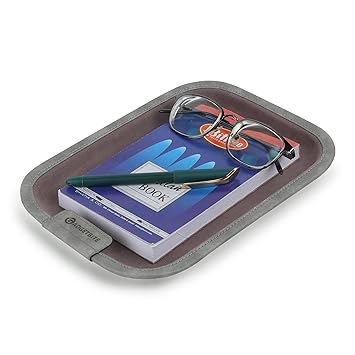 GadgetBite Desk Organiser Office Table Tray for Home Office Organizer Vegan Leather Desktop Tray for Office Home Stationery Pen Pencil Keys Phone Notes Specs Earphone Cable Cord Gadget Accessories - image, photos