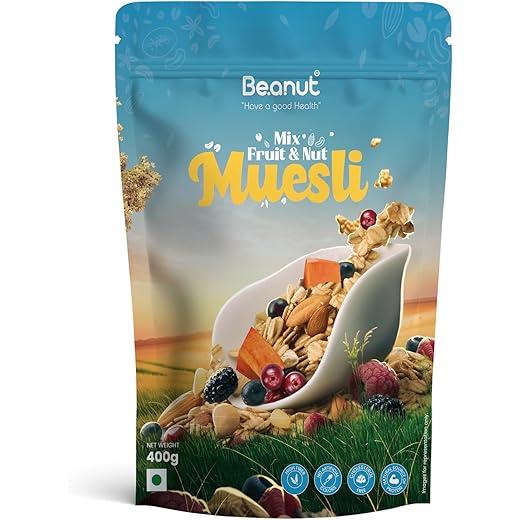 Beanut Muesli Mix Fruit & Nuts 400gm Power Breakfast Protein