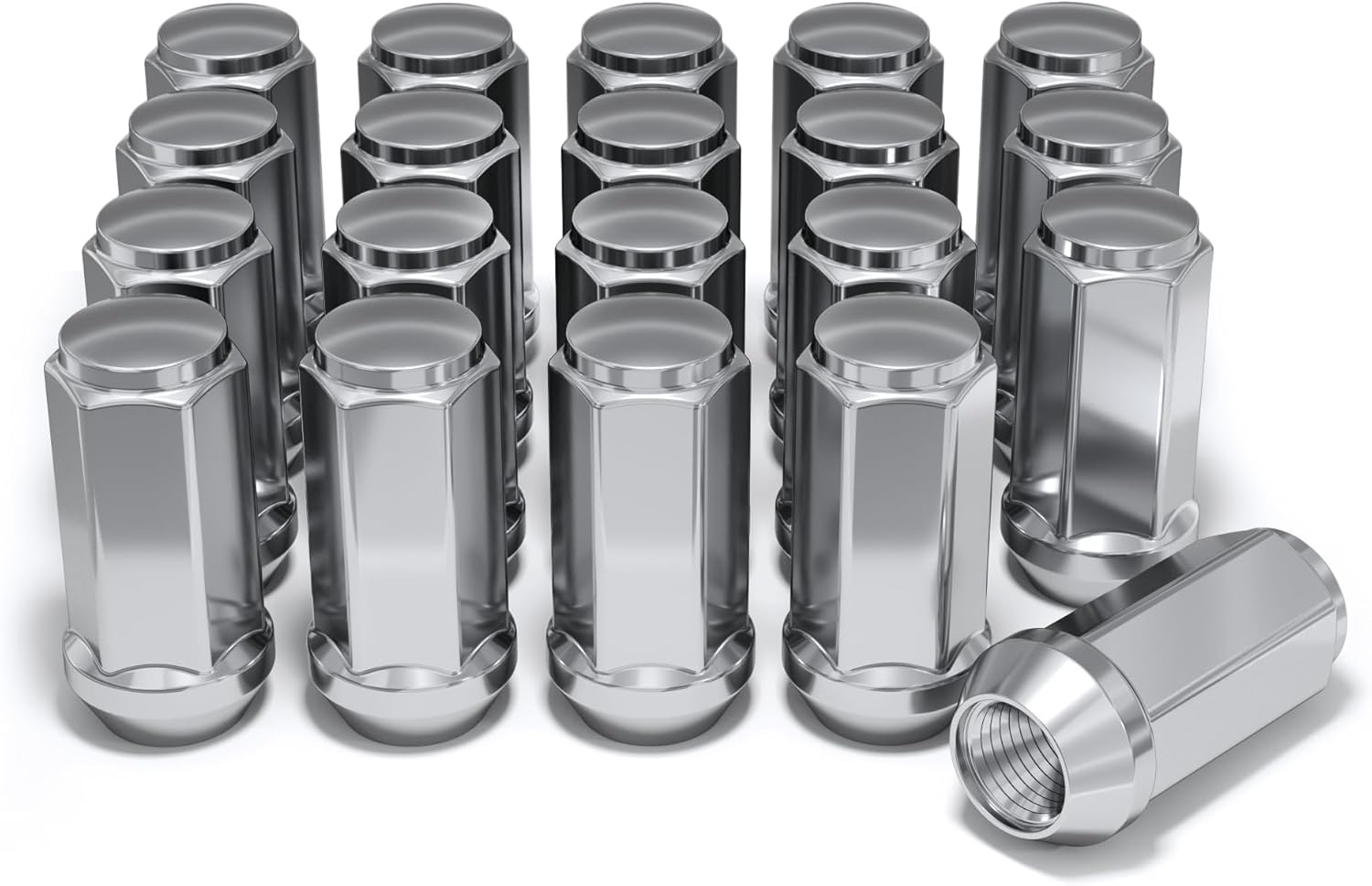 White Knight Wheel Accessories 1909XL-20AM Chrome M14x1.50 XL Bulge Acorn Lug Nut, 20 Pack