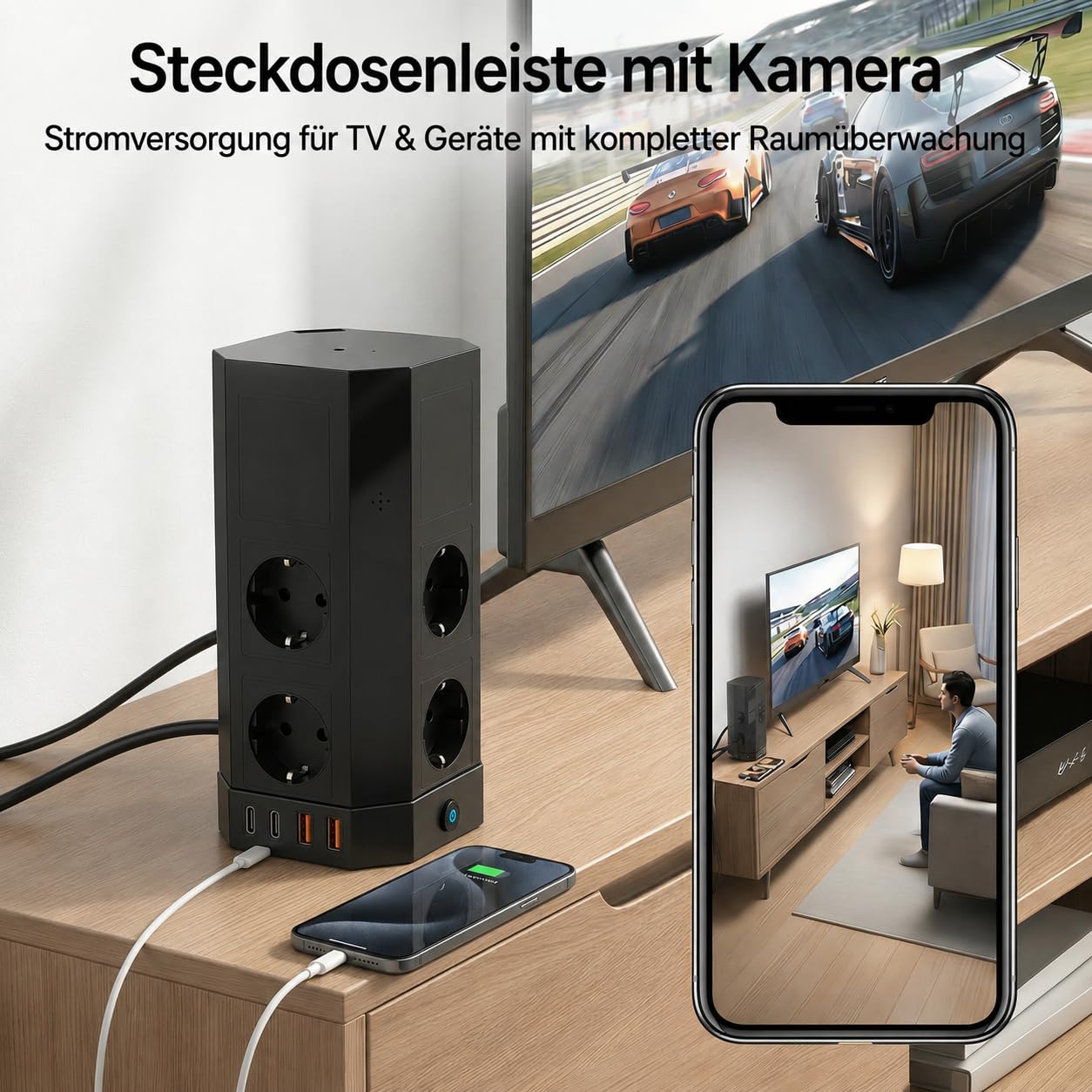 WiFi Steckdosenkamera 2.4/5 GHz Überwachungskamera Innen Bewegungserkennung Überspannungsschutz versteckte Mini Kamera