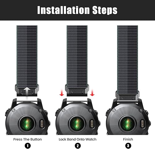 Miniatura 6 de CUZOW Compatible con Garmin Fenix 7X6X6X Pro5X5X Plus, correa de reloj de nailon de 1.024in, correa de reloj de ajuste rápido, transpirable,