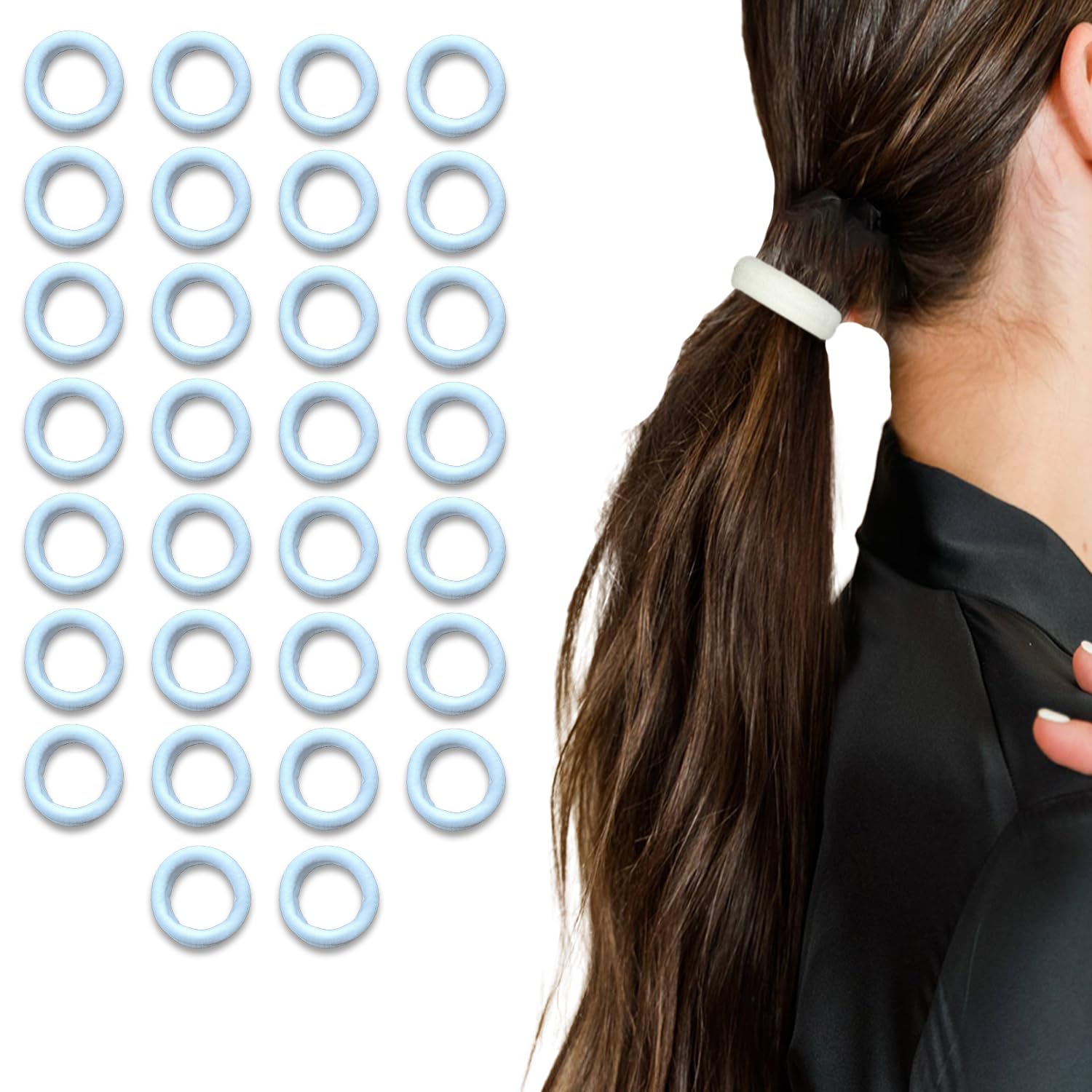 TEMPERIA (30 Pcs) Hair Band for Women & Girls - Premium Rubber Band - Elastic Ponytail Hairband Ties Accessories - White (DN01) (B0CSZ2FH9M) Amazon Price History, Amazon Price Tracker