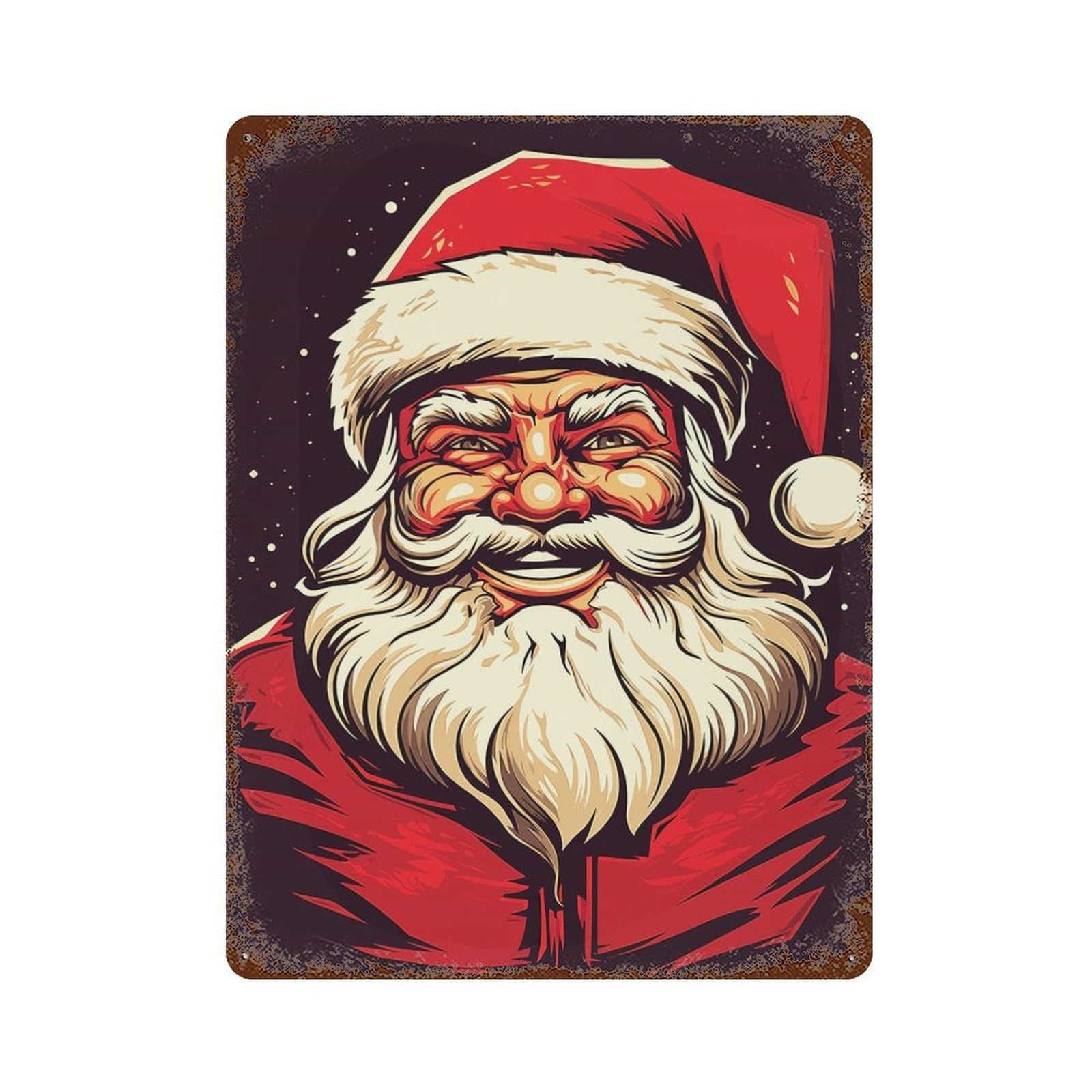 Vintage Metal Tin Sign Santa Claus Christmas 15.7"x11.8", Industrial Home Decor for Farmhouse, Kitchen And Entryway Decor