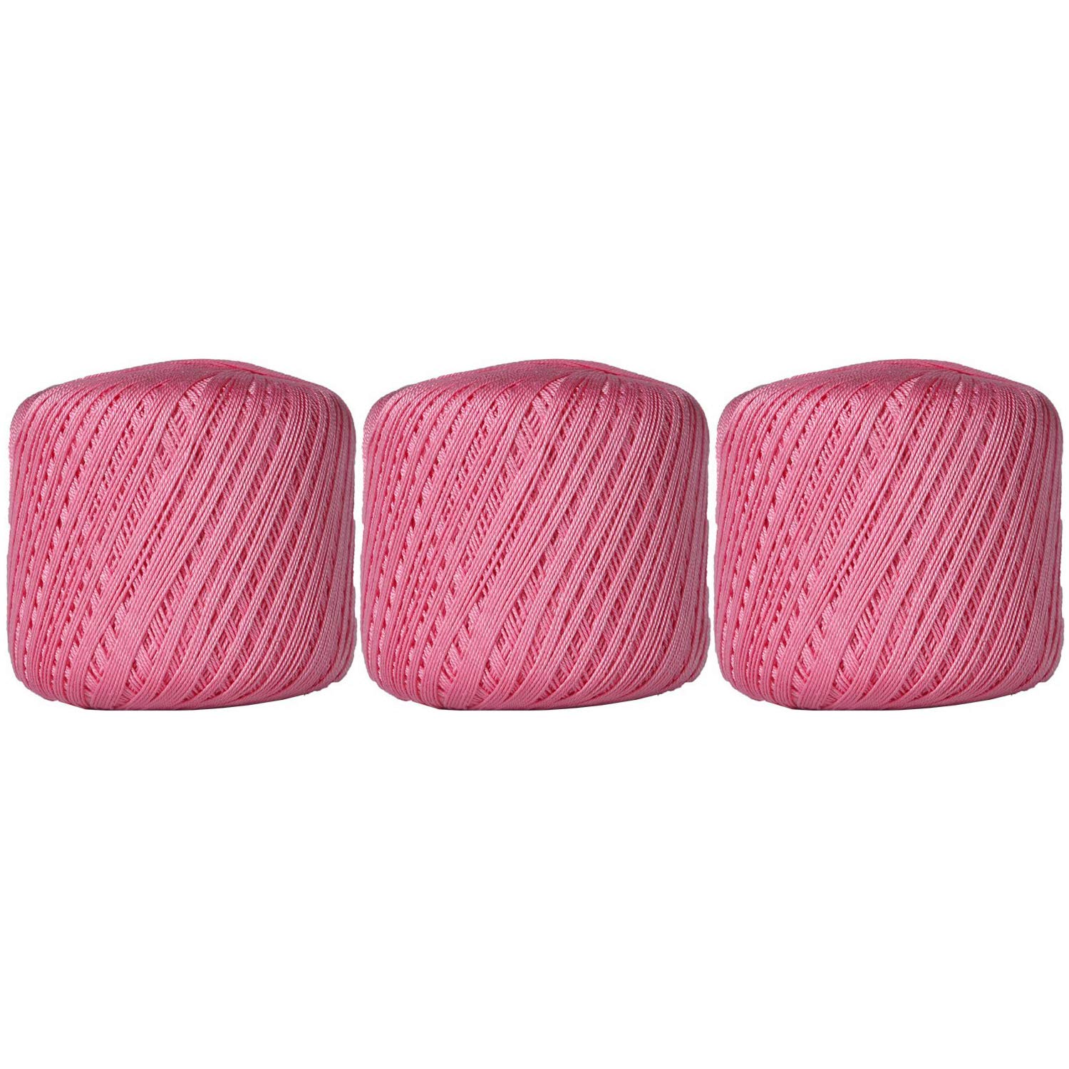ThreadArt 100% Cotton Crochet Thread Size 10, 3 Ball Pack, Pink 34