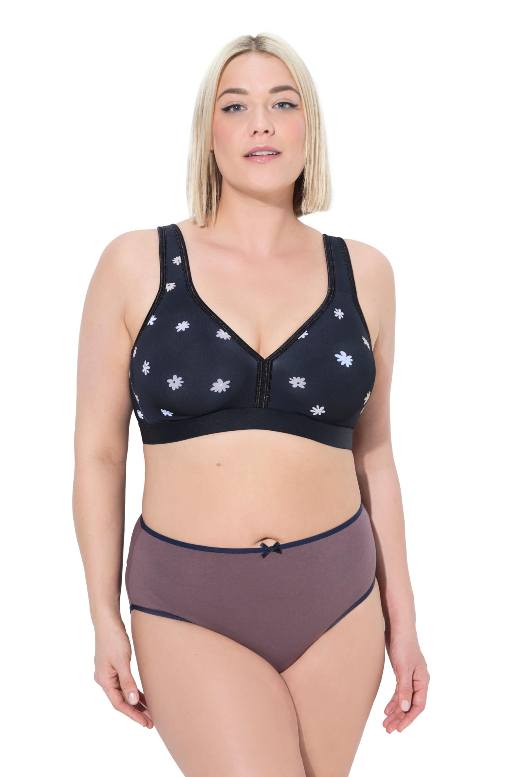 Ulla Popken Damen große Größen Übergrößen Plus Size Minimizer-BH, Blüten, ohne Bügel 838472