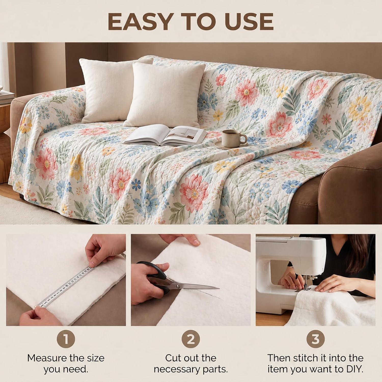 MySHUCE 1 Roll Cotton Quilt Batting Twin Size 68"x86"