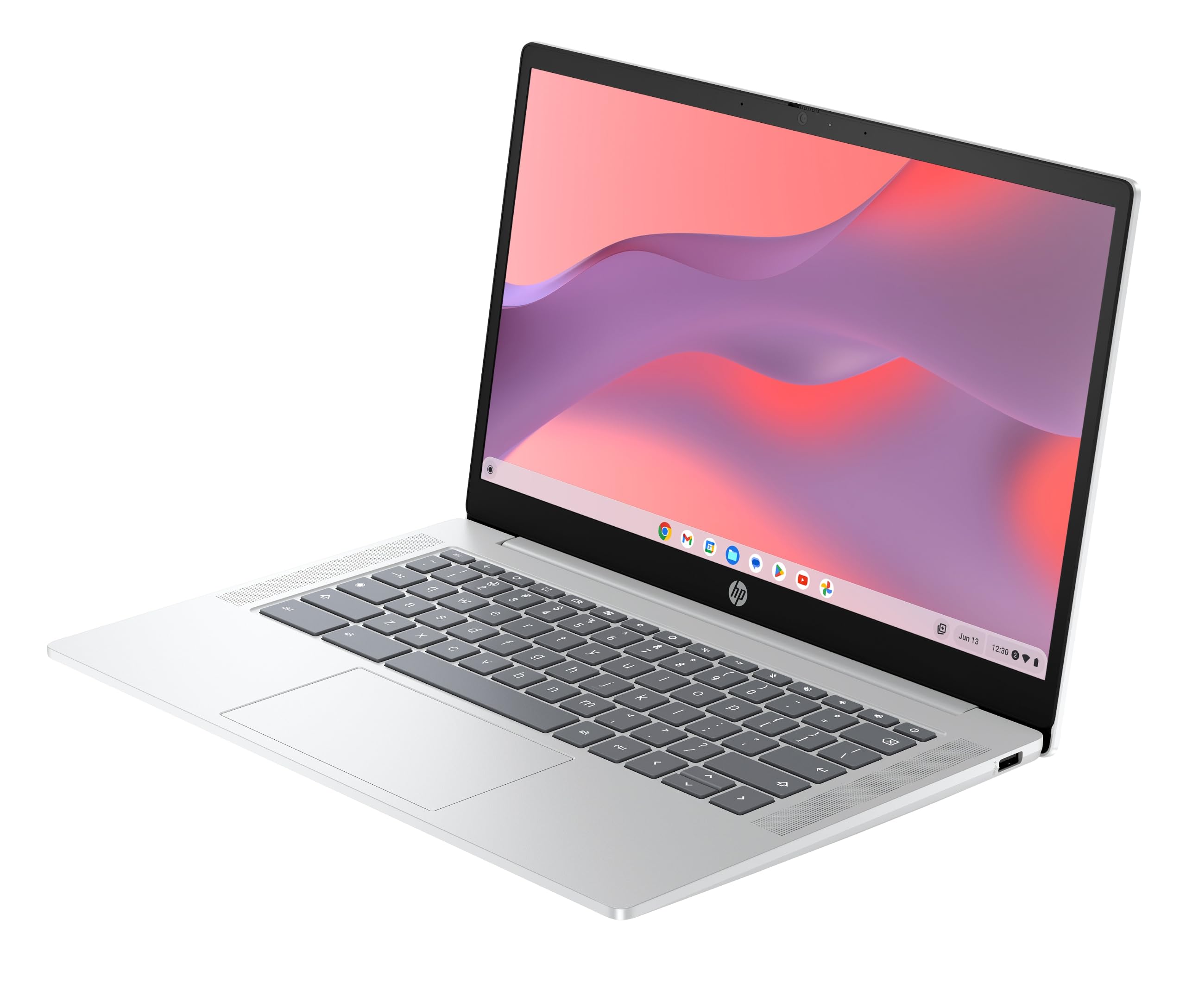 HP Chromebook 14a-nf0001sfx Ordinateur Portable 14" FHD IPS, PC Portable (Intel Processor N100, RAM 4 Go, eMMC 64 Go, Intel UHD Graphics, ChromeOS), Laptop Argent, Clavier AZERTY