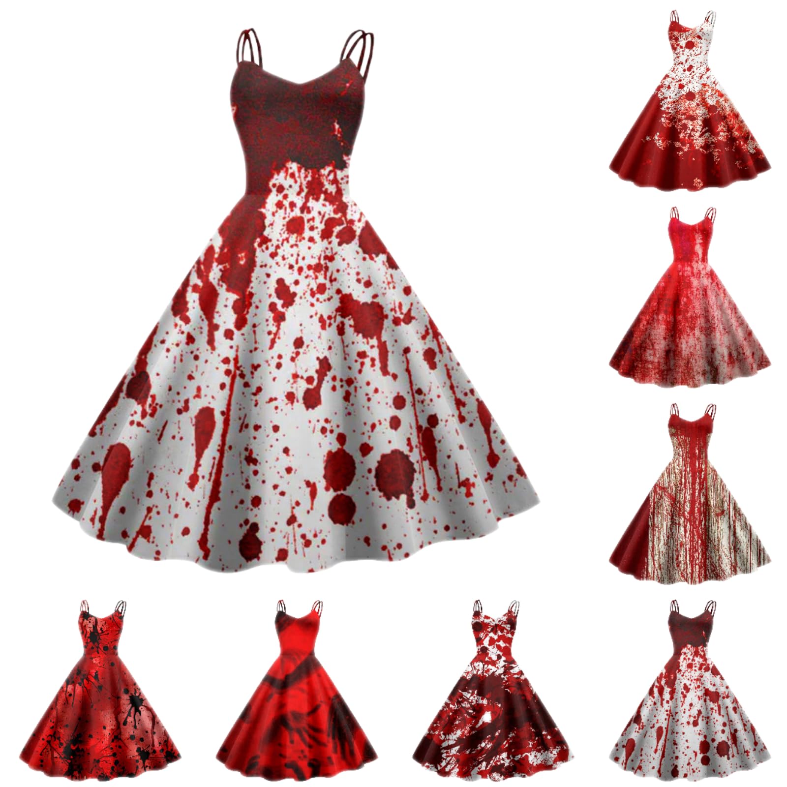 Halloween Kostüm Damen - Ärmelloses Zombie Brautkleid Mit Blutflecken