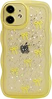 Vista 54 de Qokey para iPhone 14 Plus Funda de 6.7" con diseño de borde ondulado rizado, transparente, con purpurina, brillo, estrellas, brillante, lindo