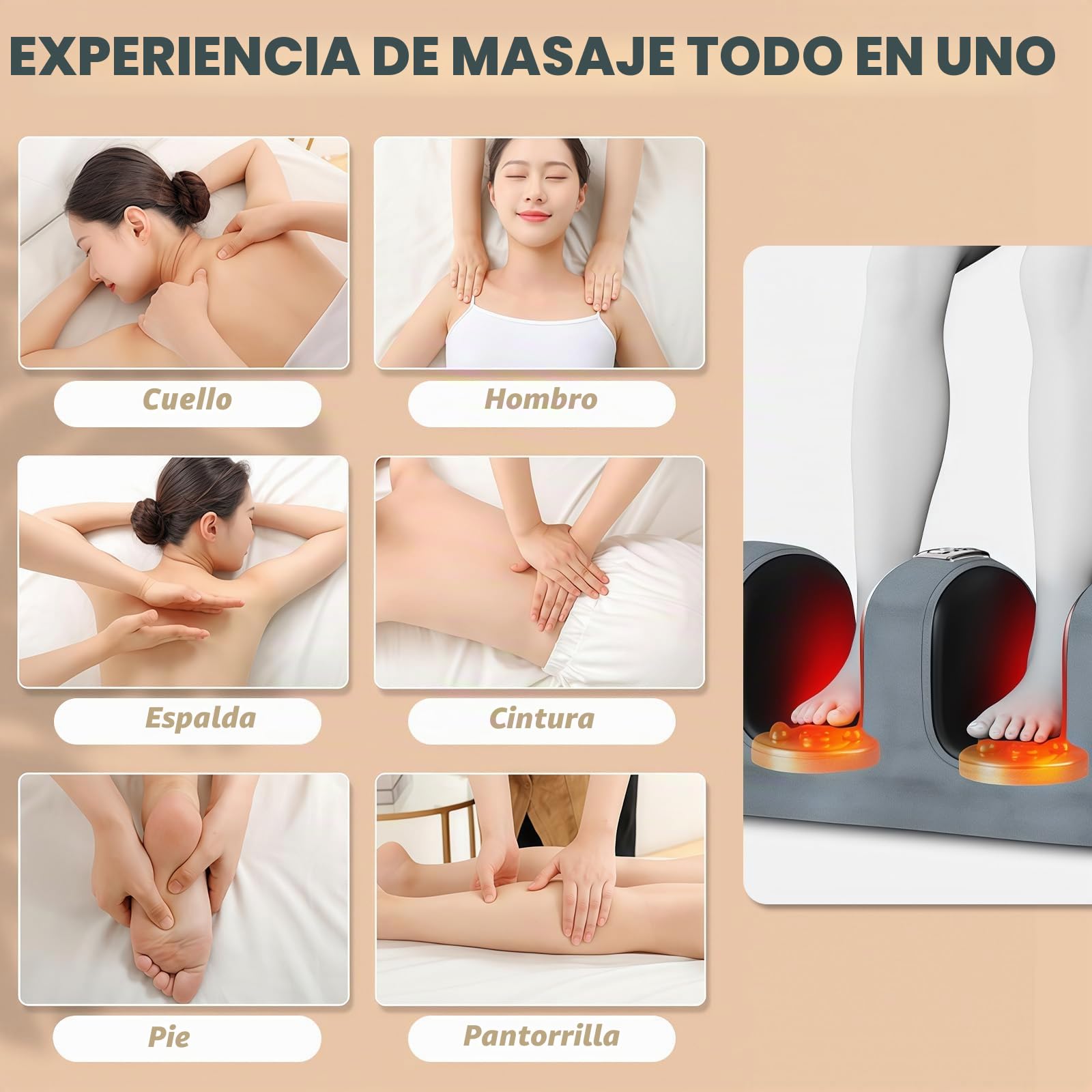 Alfombrilla de masaje para todo el cuerpo, con función de calentamiento, 9 modos de masaje y 9 modos de velocidad, cojín de masaje con reposacabezas extraíble y dispositivo de masaje multifunción para