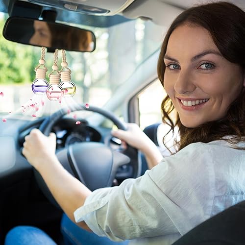 Miniatura 5 de Inbagi 60 unidades de 0.3 fl oz colgante de ambientador de coche difusor de aire a granel botella de vidrio transparente recargable vacía botella de